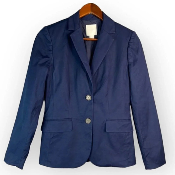 J. CREW Schoolboy Blazer Navy Blue Fitted Lined  Single Breast Preppy Size 0 - Picture 2 of 14